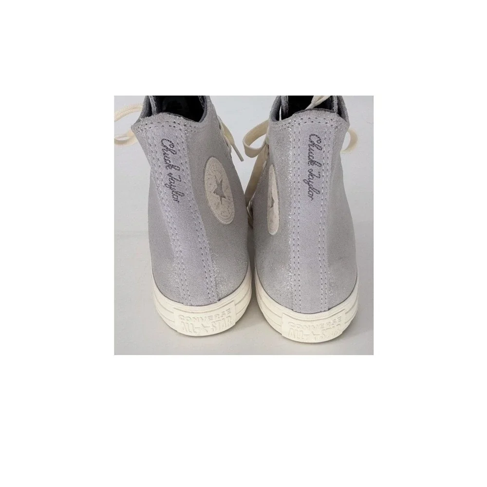 Converse All Star Hi Silver Lavender Metallic Leather Sneaker‎ A12505C W 8 NEW